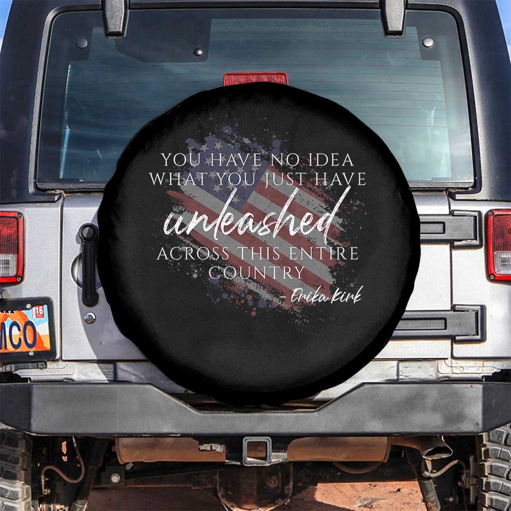 Charlie Kirk Memorial Spare Tire Cover Erika Kirk Quote Patriotism Faith Gods Merciful Love TS10 No hole Black Print Your Wear