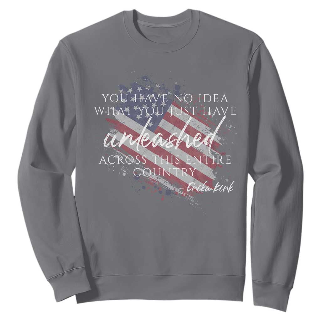 Charlie Kirk Memorial Sweatshirt Erika Kirk Quote Patriotism Faith Gods Merciful Love TS10 Charcoal Print Your Wear