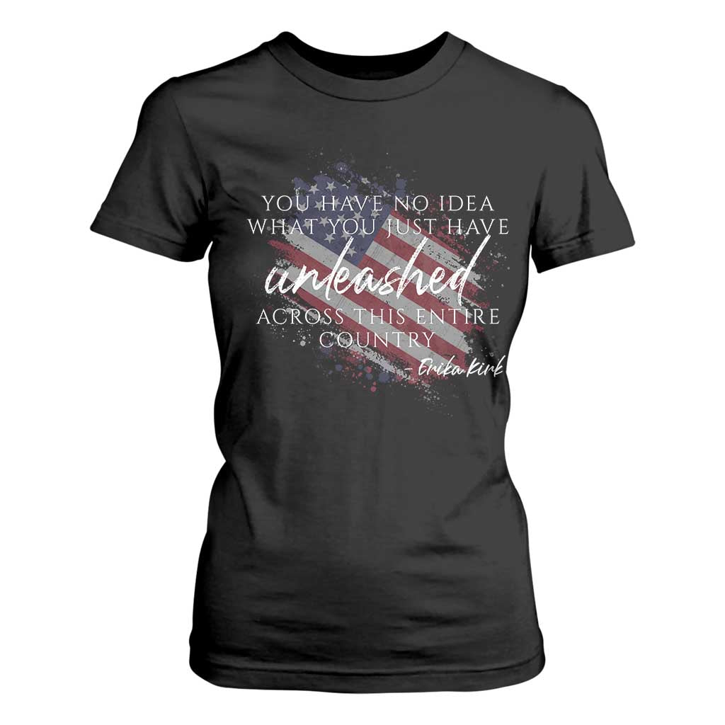 Charlie Kirk Memorial T Shirt For Women Erika Kirk Quote Patriotism Faith Gods Merciful Love TS10 Black Print Your Wear