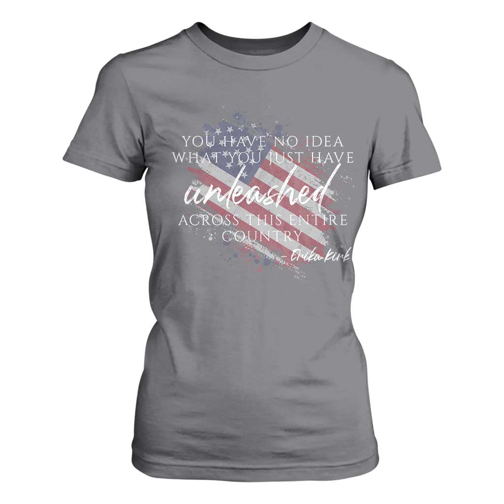 Charlie Kirk Memorial T Shirt For Women Erika Kirk Quote Patriotism Faith Gods Merciful Love TS10 Charcoal Print Your Wear