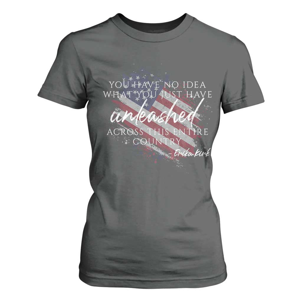 Charlie Kirk Memorial T Shirt For Women Erika Kirk Quote Patriotism Faith Gods Merciful Love TS10 Dark Heather Print Your Wear