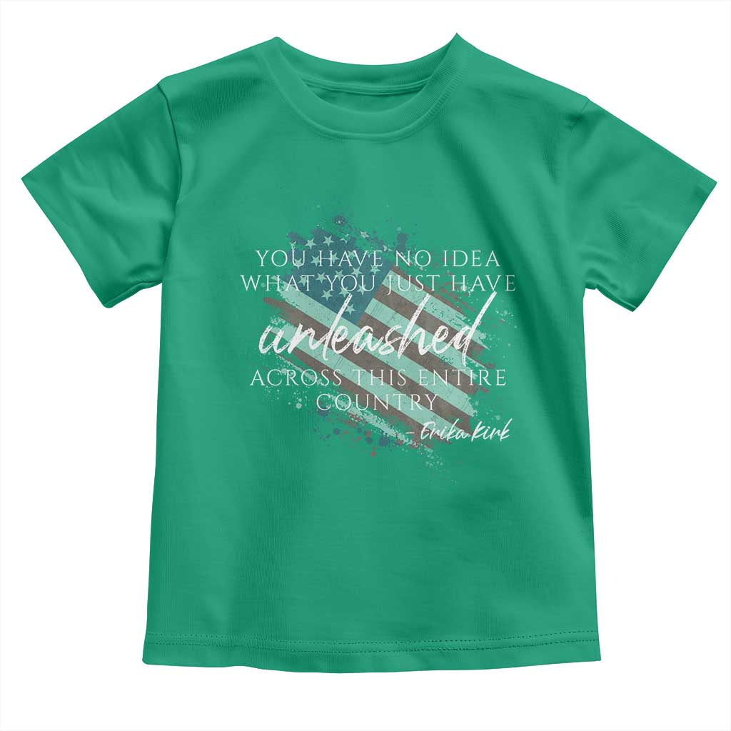 Charlie Kirk Memorial Toddler T Shirt Erika Kirk Quote Patriotism Faith Gods Merciful Love TS10 Irish Green Print Your Wear