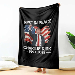 Rest in Peace Charlie Kirk Throw Blanket Memorial Tribute Charlie A True Patriot USA Flag TS10 Print Your Wear