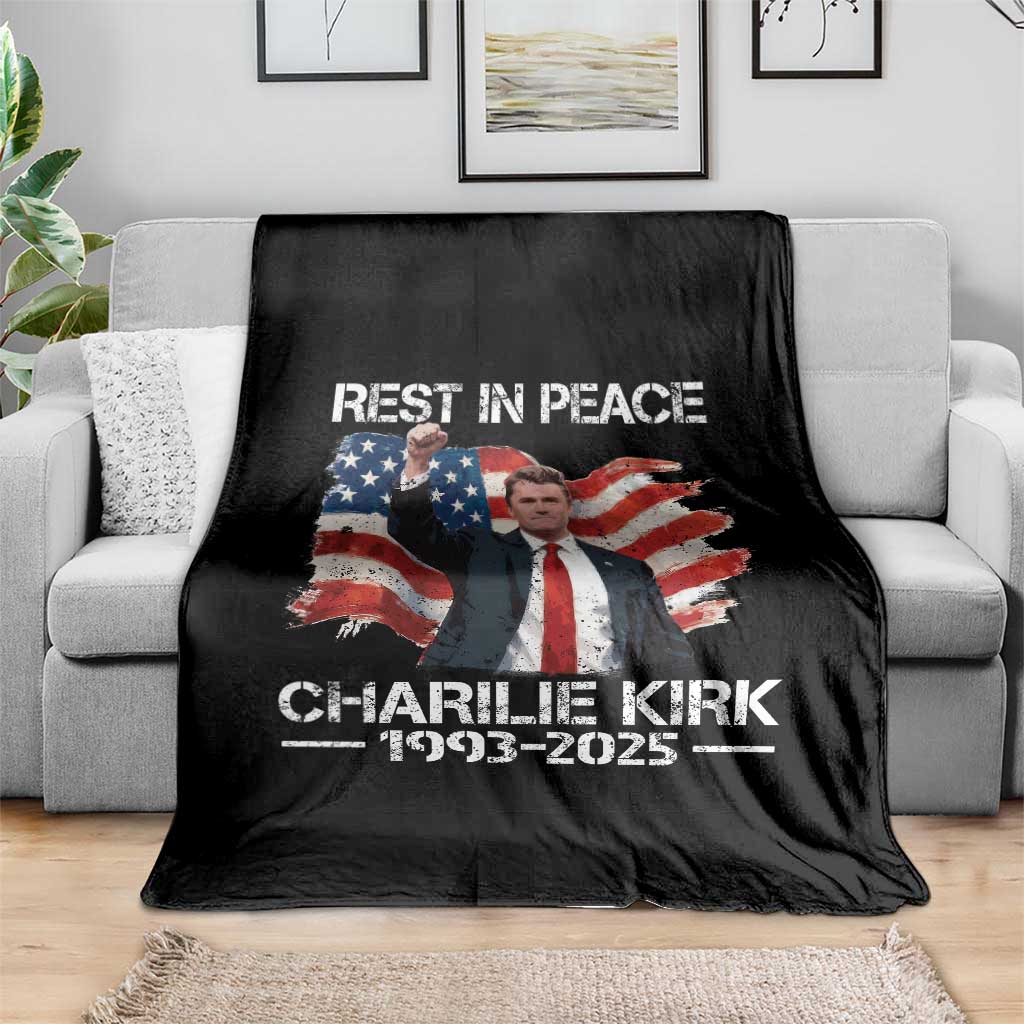 Rest in Peace Charlie Kirk Throw Blanket Memorial Tribute Charlie A True Patriot USA Flag TS10 Print Your Wear