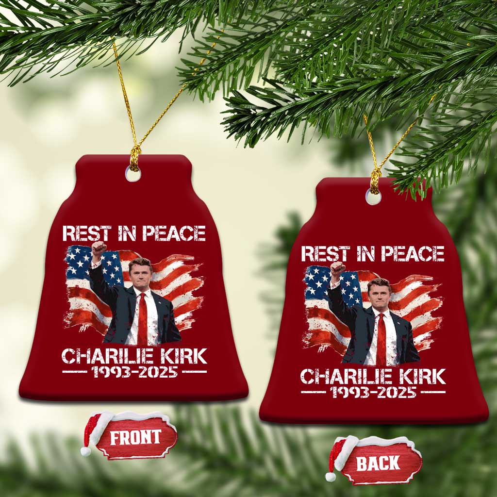 Rest in Peace Charlie Kirk Ceramic Ornament Memorial Tribute Charlie A True Patriot USA Flag TS10 Print Your Wear
