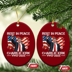 Rest in Peace Charlie Kirk Ceramic Ornament Memorial Tribute Charlie A True Patriot USA Flag TS10 Print Your Wear