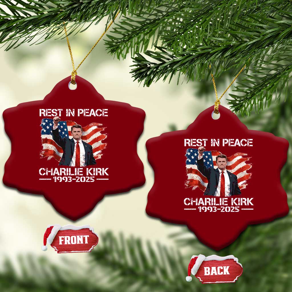 Rest in Peace Charlie Kirk Ceramic Ornament Memorial Tribute Charlie A True Patriot USA Flag TS10 Print Your Wear