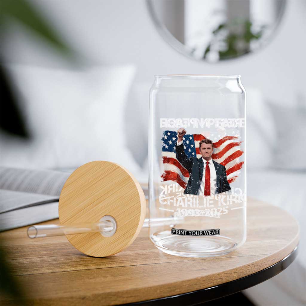 Rest in Peace Charlie Kirk Glass Can Memorial Tribute Charlie A True Patriot USA Flag TS10 Print Your Wear