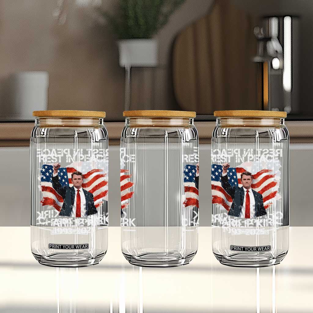 Rest in Peace Charlie Kirk Glass Can Memorial Tribute Charlie A True Patriot USA Flag TS10 Print Your Wear