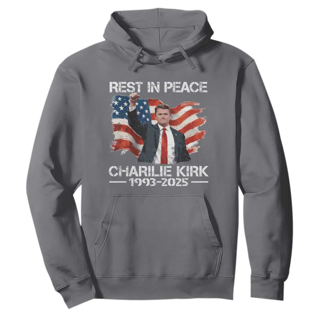 Rest in Peace Charlie Kirk Hoodie Memorial Tribute Charlie A True Patriot USA Flag TS10 Charcoal Print Your Wear