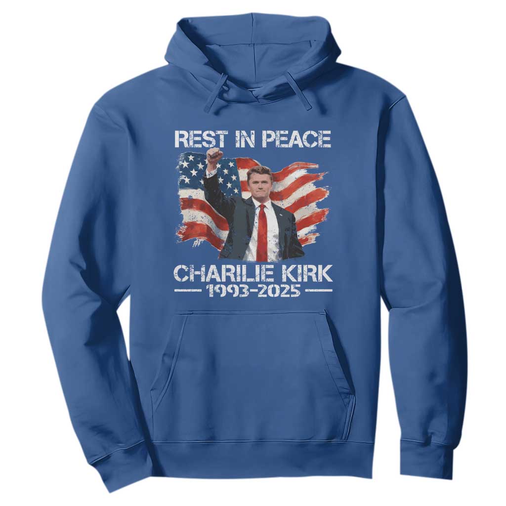 Rest in Peace Charlie Kirk Hoodie Memorial Tribute Charlie A True Patriot USA Flag TS10 Royal Blue Print Your Wear