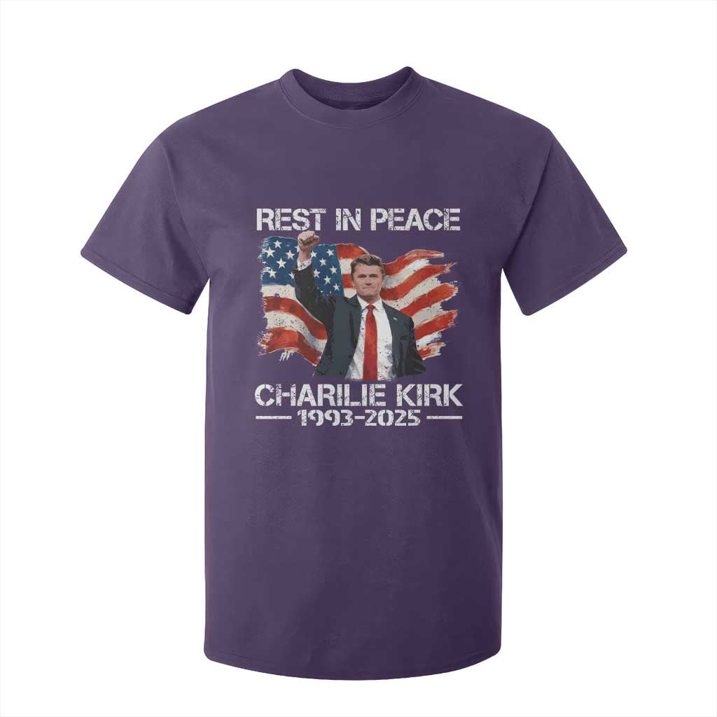 Rest in Peace Charlie Kirk T Shirt For Kid Memorial Tribute Charlie A True Patriot USA Flag TS10 Purple Print Your Wear