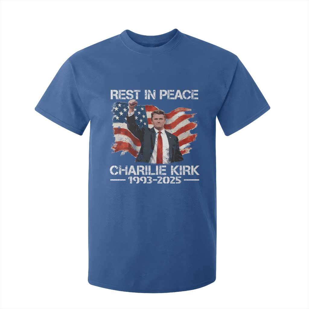 Rest in Peace Charlie Kirk T Shirt For Kid Memorial Tribute Charlie A True Patriot USA Flag TS10 Royal Blue Print Your Wear