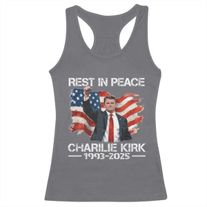 Rest in Peace Charlie Kirk Racerback Tank Top Memorial Tribute Charlie A True Patriot USA Flag TS10 Charcoal Print Your Wear