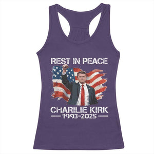 Rest in Peace Charlie Kirk Racerback Tank Top Memorial Tribute Charlie A True Patriot USA Flag TS10 Purple Print Your Wear