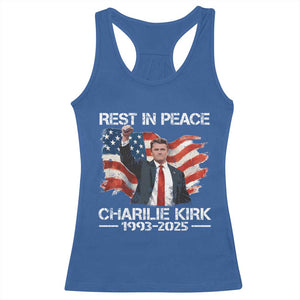 Rest in Peace Charlie Kirk Racerback Tank Top Memorial Tribute Charlie A True Patriot USA Flag TS10 Royal Blue Print Your Wear