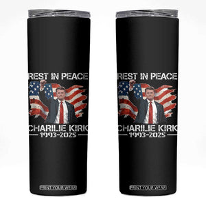 Rest in Peace Charlie Kirk Skinny Tumbler Memorial Tribute Charlie A True Patriot USA Flag TS10 Black Print Your Wear