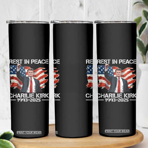 Rest in Peace Charlie Kirk Skinny Tumbler Memorial Tribute Charlie A True Patriot USA Flag TS10 Print Your Wear