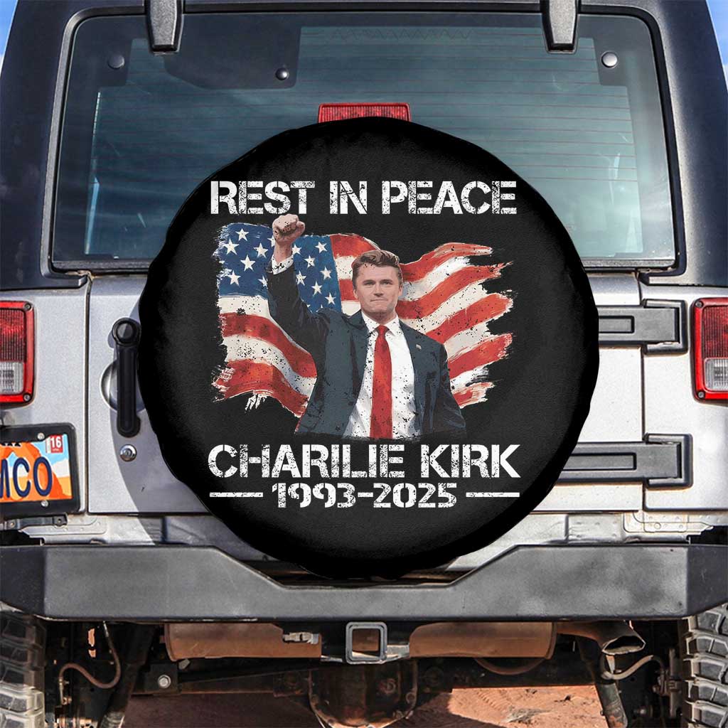 Rest in Peace Charlie Kirk Spare Tire Cover Memorial Tribute Charlie A True Patriot USA Flag TS10 No hole Black Print Your Wear