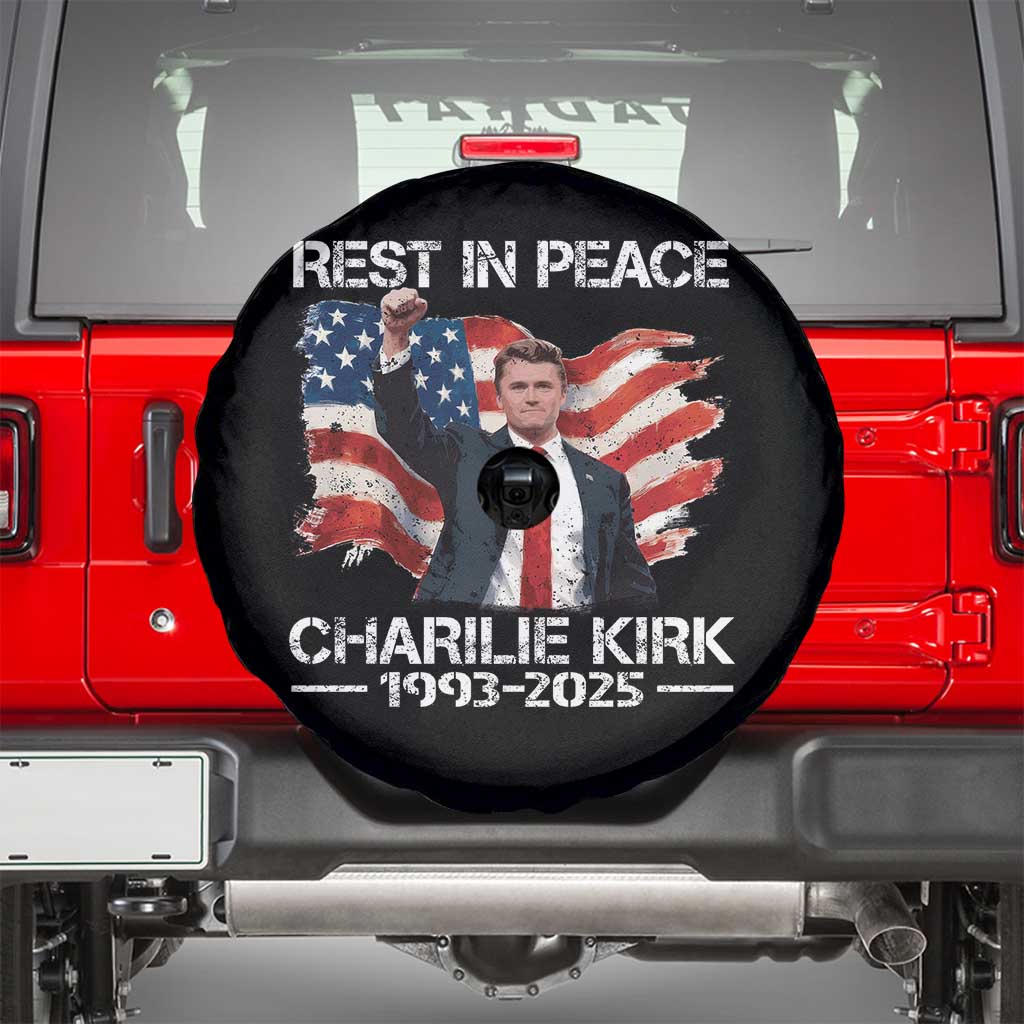 Rest in Peace Charlie Kirk Spare Tire Cover Memorial Tribute Charlie A True Patriot USA Flag TS10 Black Print Your Wear