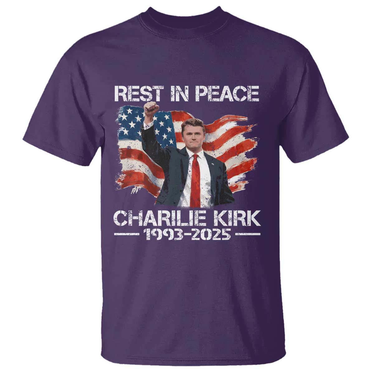 Rest in Peace Charlie Kirk T Shirt Memorial Tribute Charlie A True Patriot USA Flag TS10 Purple Print Your Wear