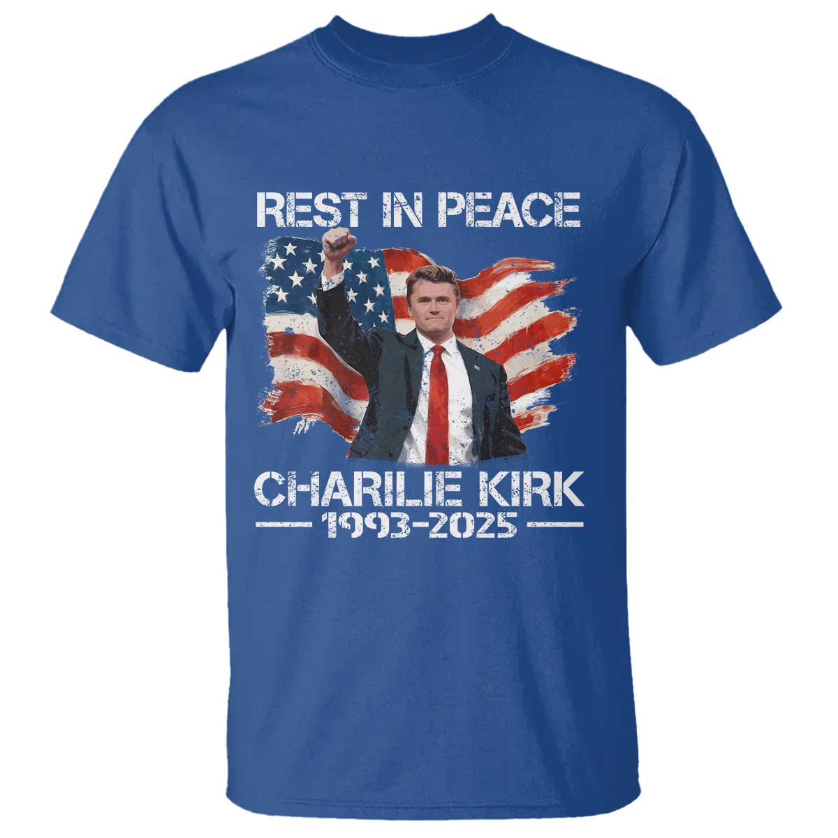 Rest in Peace Charlie Kirk T Shirt Memorial Tribute Charlie A True Patriot USA Flag TS10 Royal Blue Print Your Wear