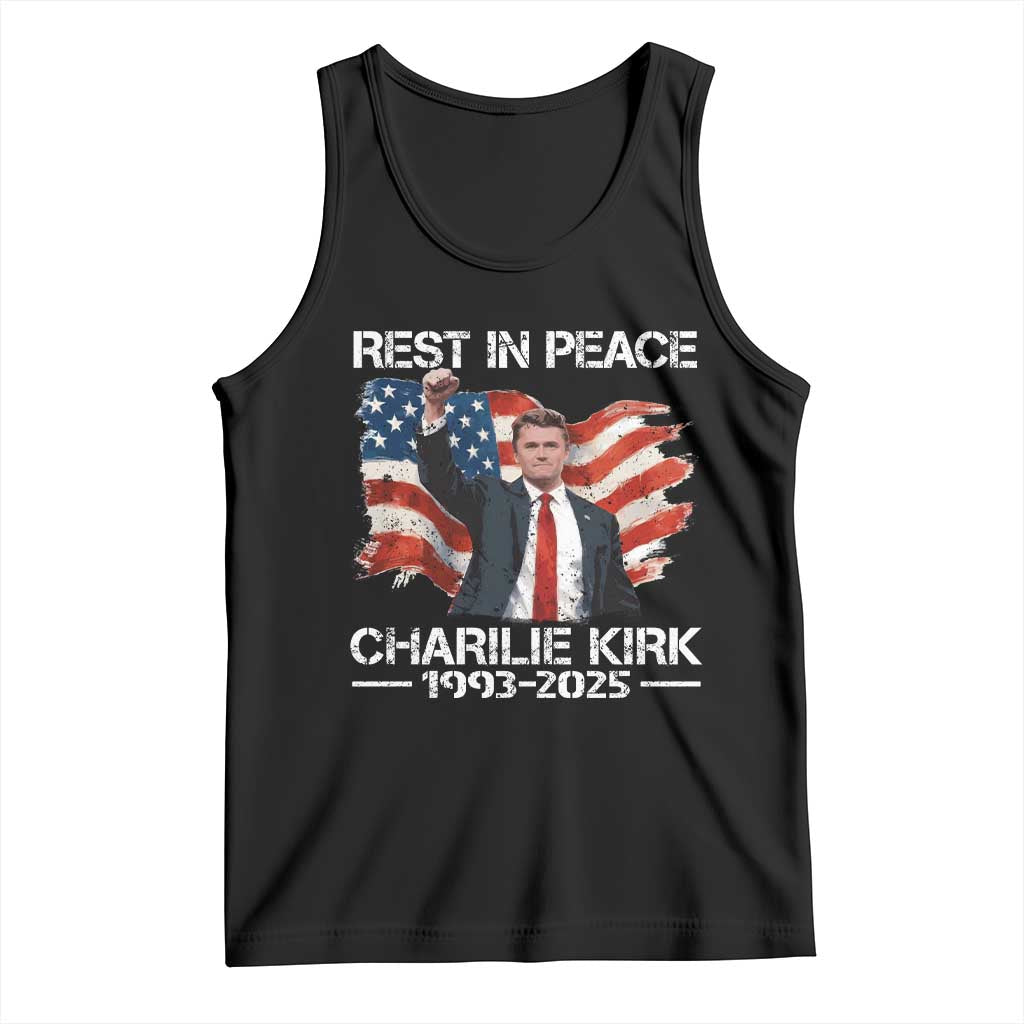 Rest in Peace Charlie Kirk Tank Top Memorial Tribute Charlie A True Patriot USA Flag TS10 Black Print Your Wear