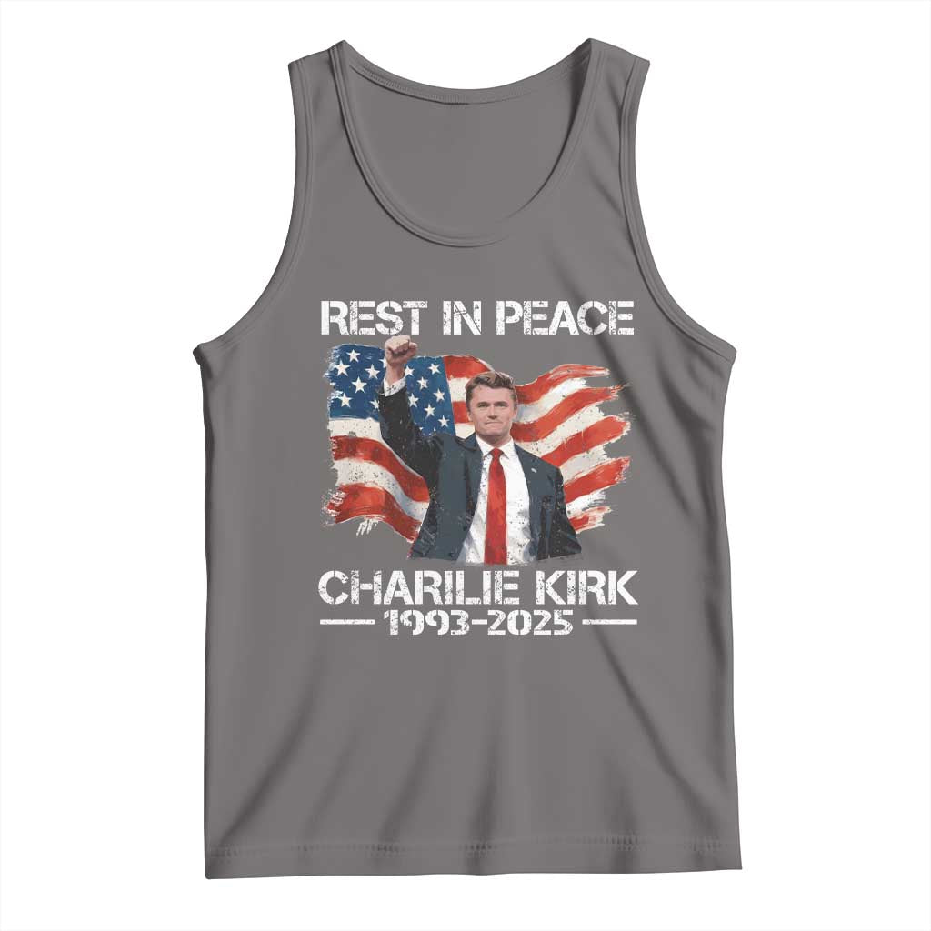 Rest in Peace Charlie Kirk Tank Top Memorial Tribute Charlie A True Patriot USA Flag TS10 Deep Heather Print Your Wear