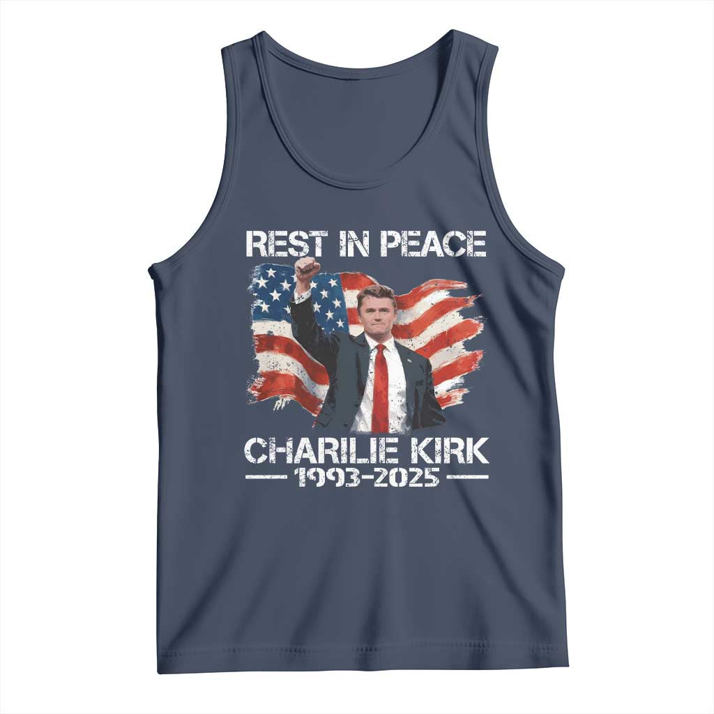 Rest in Peace Charlie Kirk Tank Top Memorial Tribute Charlie A True Patriot USA Flag TS10 Navy Print Your Wear