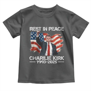 Rest in Peace Charlie Kirk Toddler T Shirt Memorial Tribute Charlie A True Patriot USA Flag TS10 Dark Heather Print Your Wear