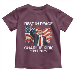 Rest in Peace Charlie Kirk Toddler T Shirt Memorial Tribute Charlie A True Patriot USA Flag TS10 Maroon Print Your Wear