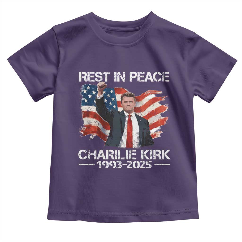 Rest in Peace Charlie Kirk Toddler T Shirt Memorial Tribute Charlie A True Patriot USA Flag TS10 Purple Print Your Wear