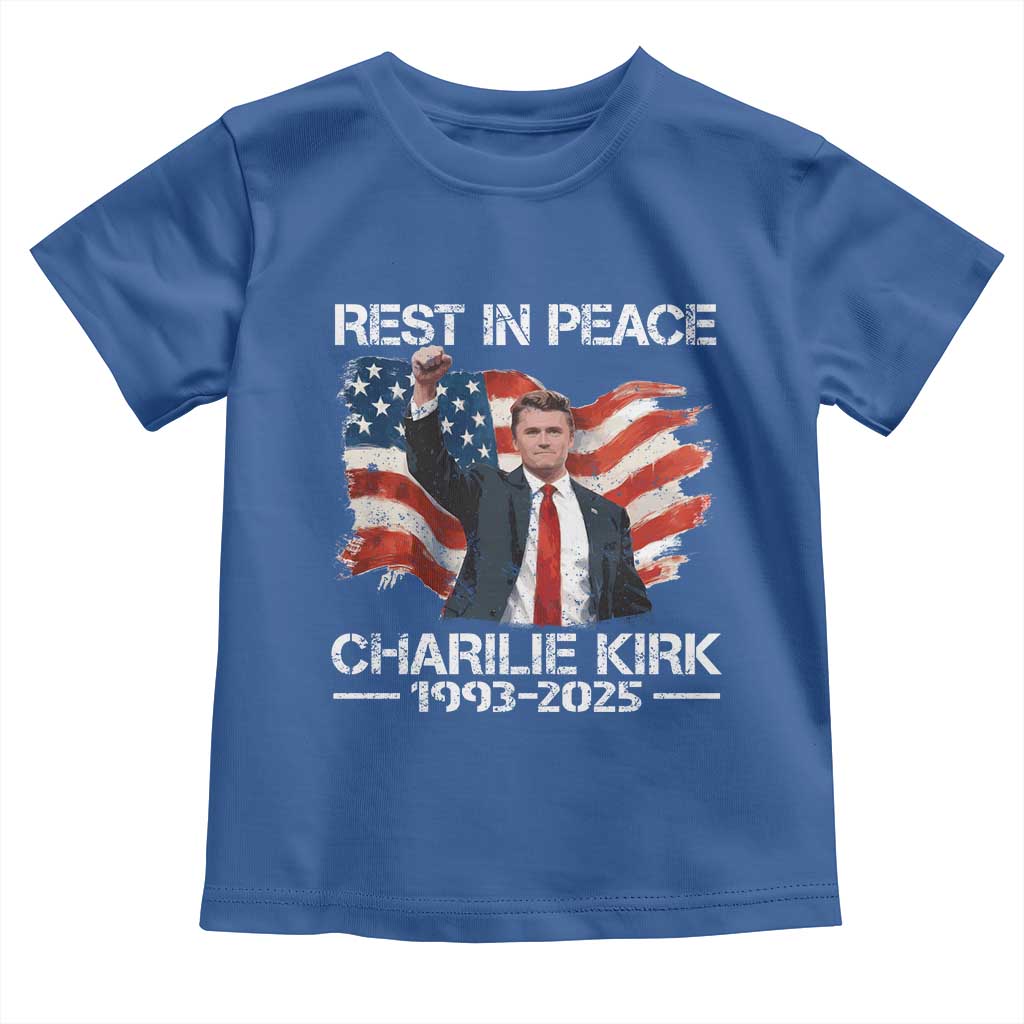 Rest in Peace Charlie Kirk Toddler T Shirt Memorial Tribute Charlie A True Patriot USA Flag TS10 Royal Blue Print Your Wear