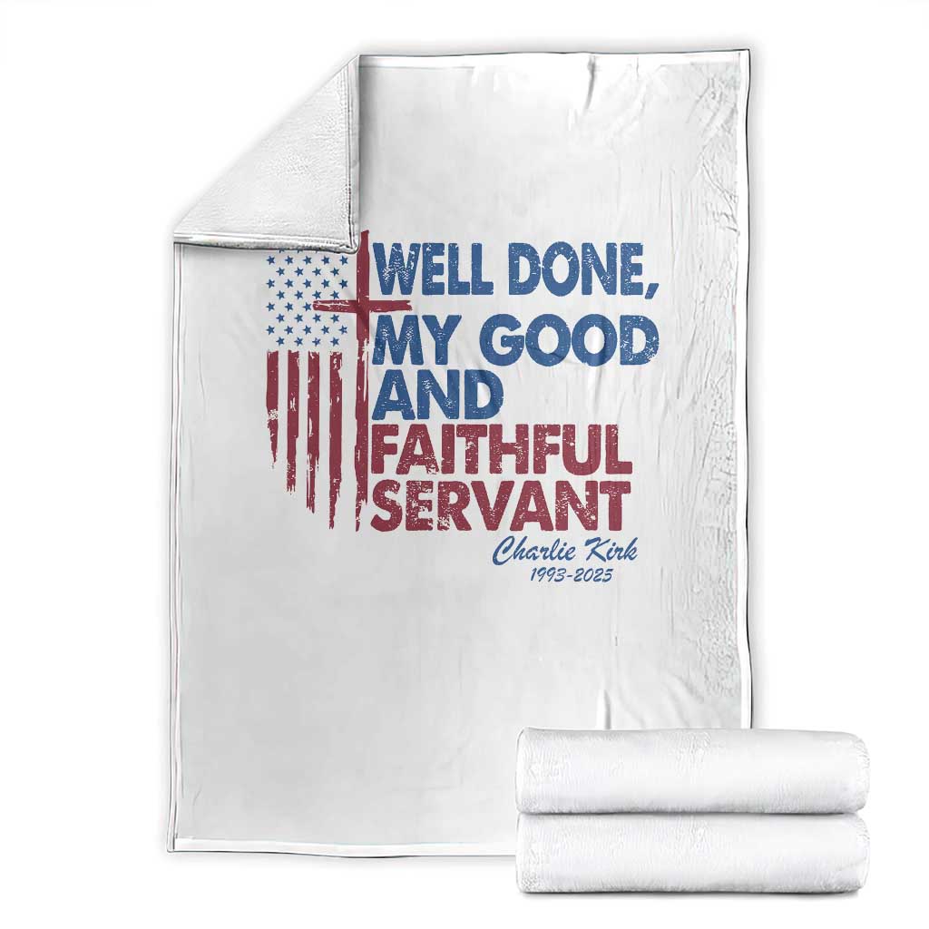 Charlie Kirk Throw Blanket Fear Not Mens Christian Memorial Tribute Charlie Cross US Flag TS10 White Print Your Wear