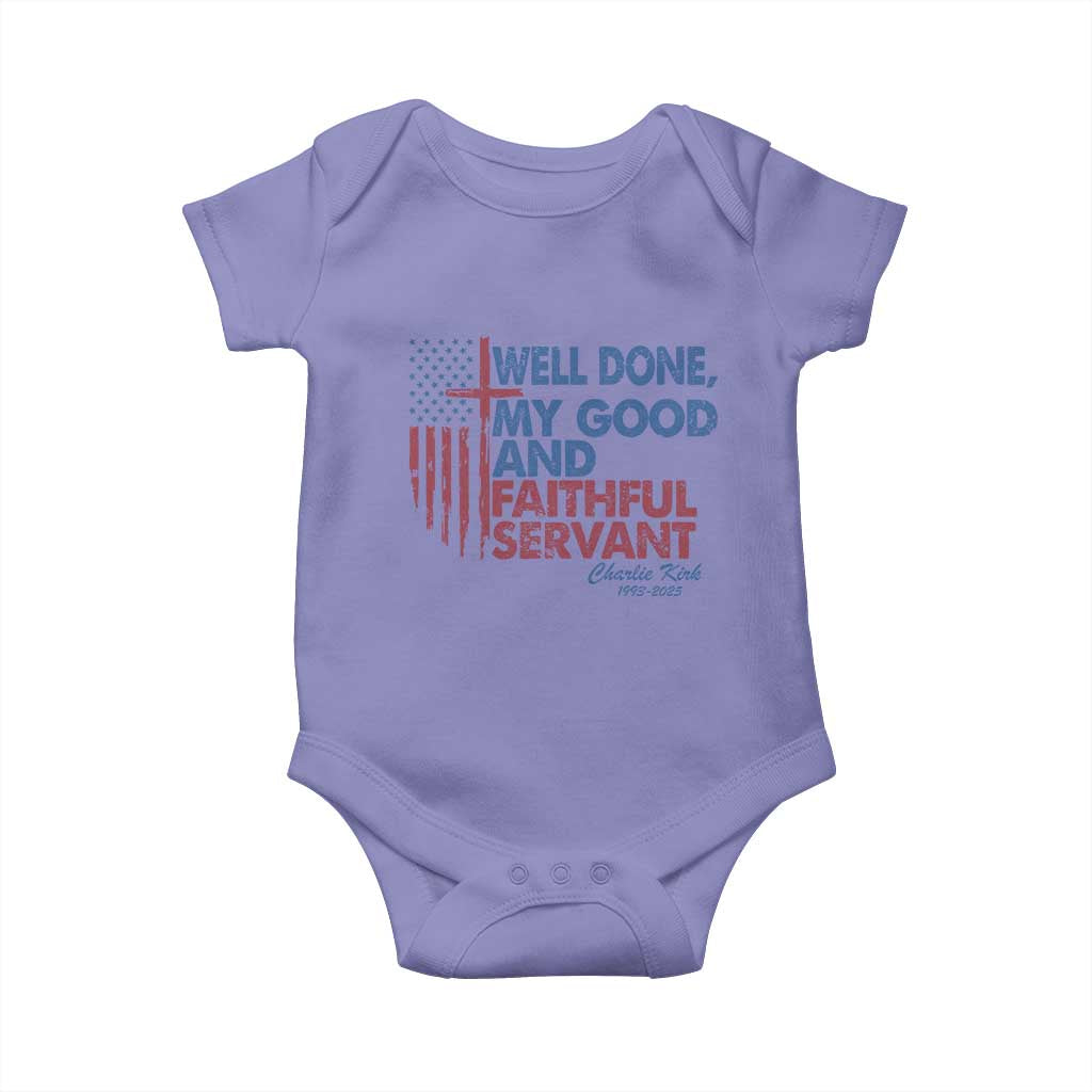 Charlie Kirk Baby Onesie Fear Not Mens Christian Memorial Tribute Charlie Cross US Flag TS10 Violet Print Your Wear