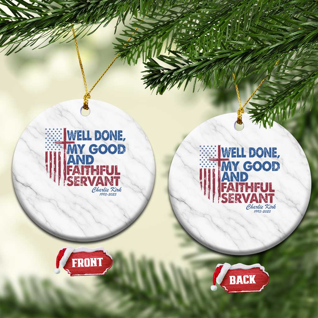 Charlie Kirk Ceramic Ornament Fear Not Mens Christian Memorial Tribute Charlie Cross US Flag TS10 1pc White Marble Print Your Wear