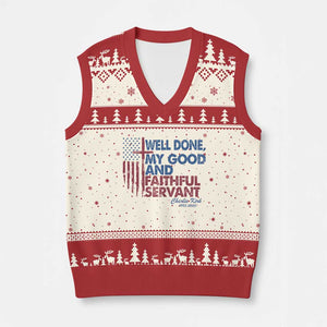 Charlie Kirk V-Neck Knit Sweater Vest Fear Not Mens Christian Memorial Tribute Charlie Cross US Flag TS10 Beige Red Print Your Wear
