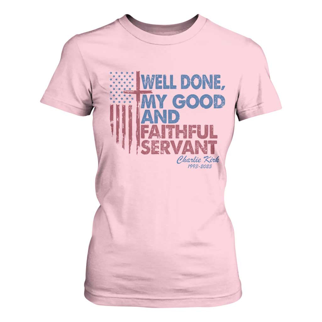 Charlie Kirk T Shirt For Women Fear Not Mens Christian Memorial Tribute Charlie Cross US Flag TS10 Light Pink Print Your Wear