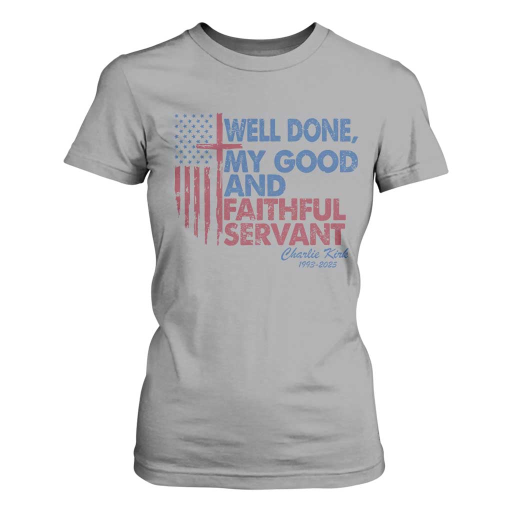 Charlie Kirk T Shirt For Women Fear Not Mens Christian Memorial Tribute Charlie Cross US Flag TS10 Sport Gray Print Your Wear