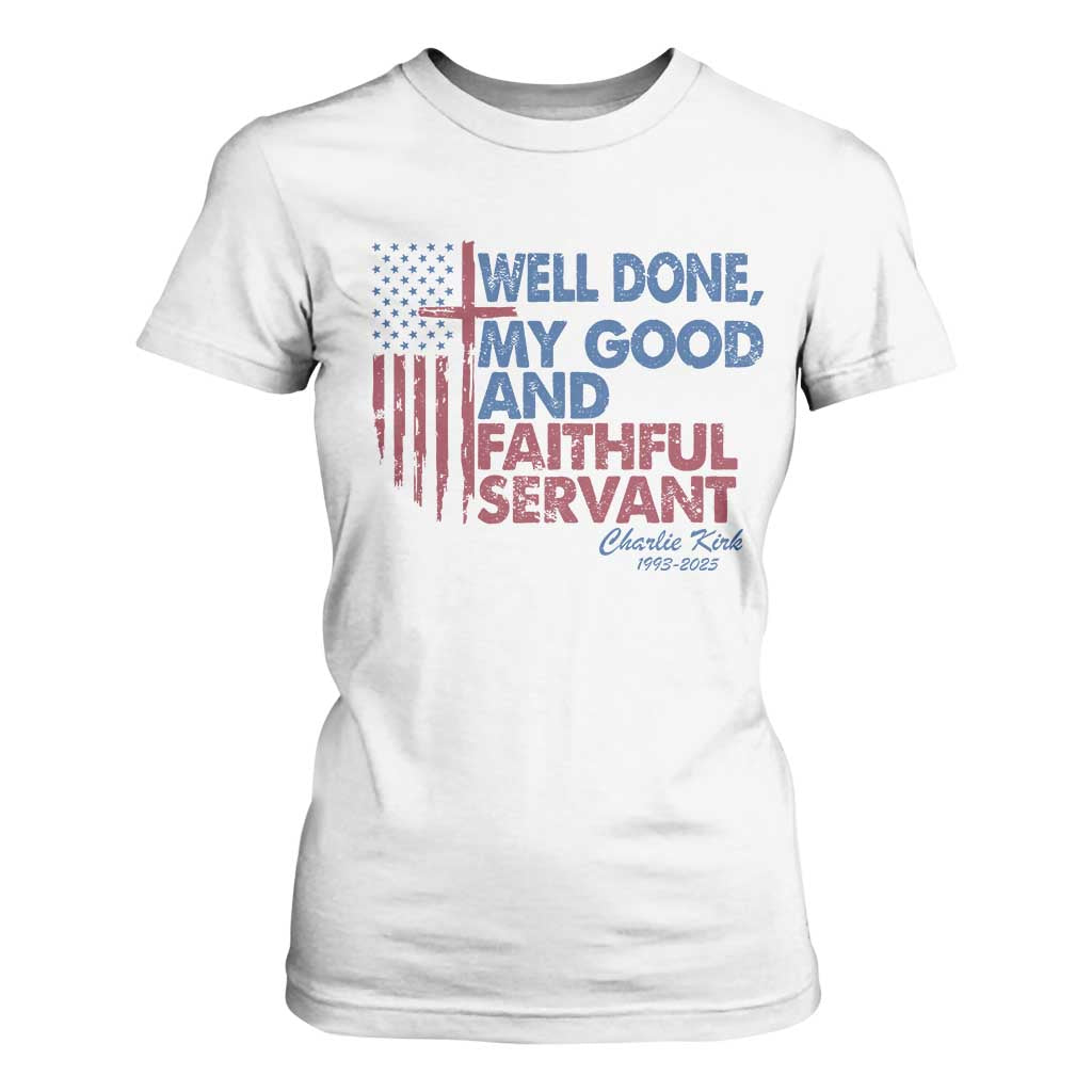Charlie Kirk T Shirt For Women Fear Not Mens Christian Memorial Tribute Charlie Cross US Flag TS10 White Print Your Wear