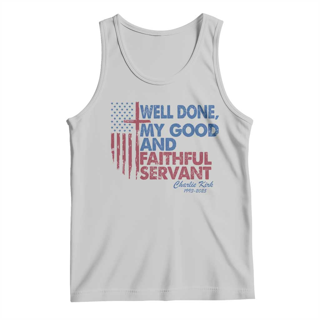 Charlie Kirk Tank Top Fear Not Mens Christian Memorial Tribute Charlie Cross US Flag TS10 Ash Print Your Wear