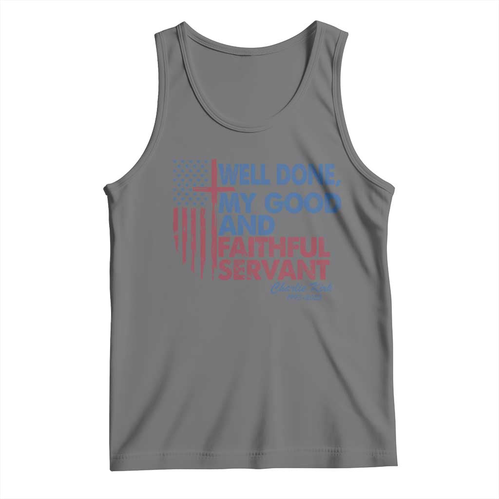 Charlie Kirk Tank Top Fear Not Mens Christian Memorial Tribute Charlie Cross US Flag TS10 Black Heather Print Your Wear