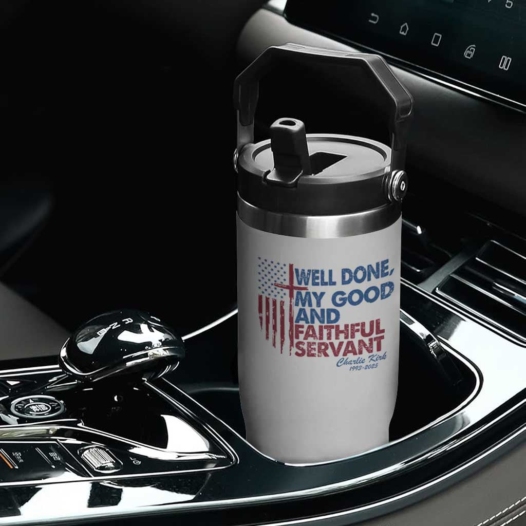 Charlie Kirk Flip Straw Tumbler Fear Not Mens Christian Memorial Tribute Charlie Cross US Flag TS10 Print Your Wear