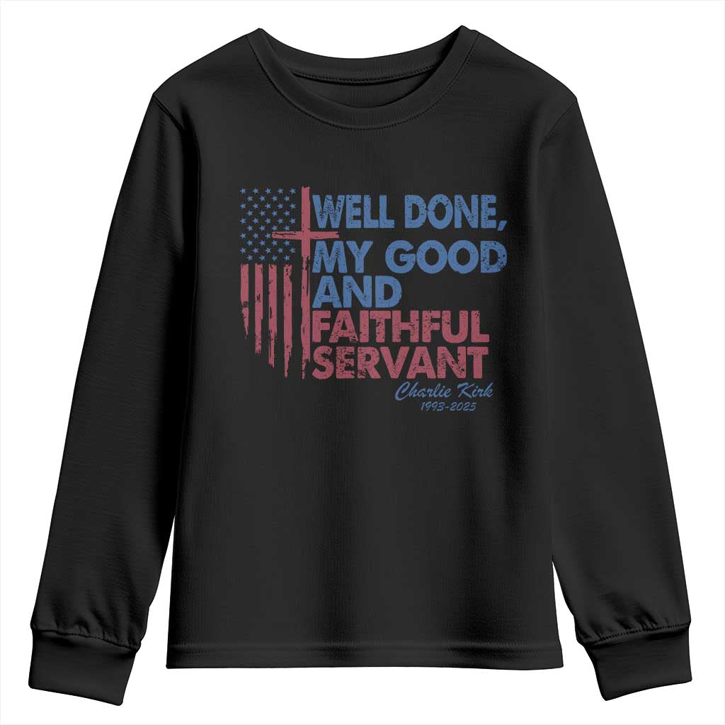 Charlie Kirk Youth Sweatshirt Fear Not Mens Christian Memorial Tribute Charlie Cross US Flag TS10 Black Print Your Wear