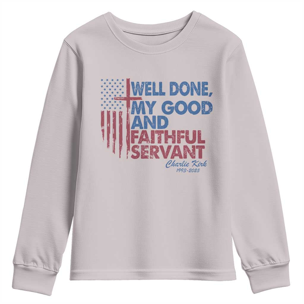 Charlie Kirk Youth Sweatshirt Fear Not Mens Christian Memorial Tribute Charlie Cross US Flag TS10 Ice Gray Print Your Wear