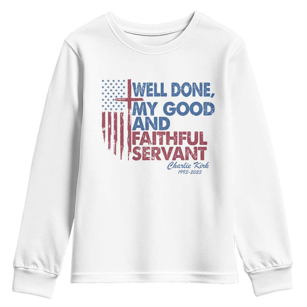 Charlie Kirk Youth Sweatshirt Fear Not Mens Christian Memorial Tribute Charlie Cross US Flag TS10 White Print Your Wear