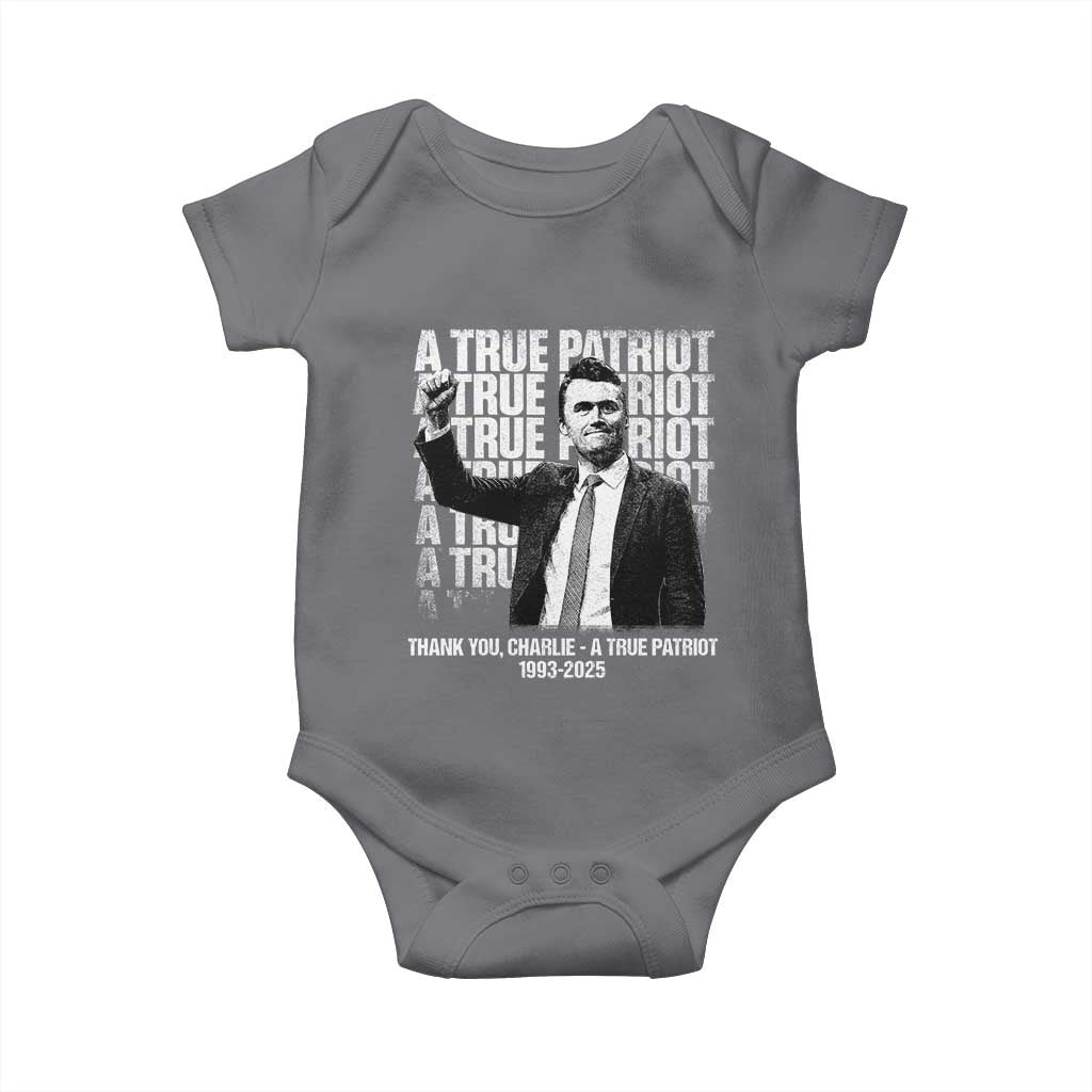 Charlie Kirk Freedom Baby Onesie Vintage A True Patriot Patriotic American TS10 Charcoal Print Your Wear