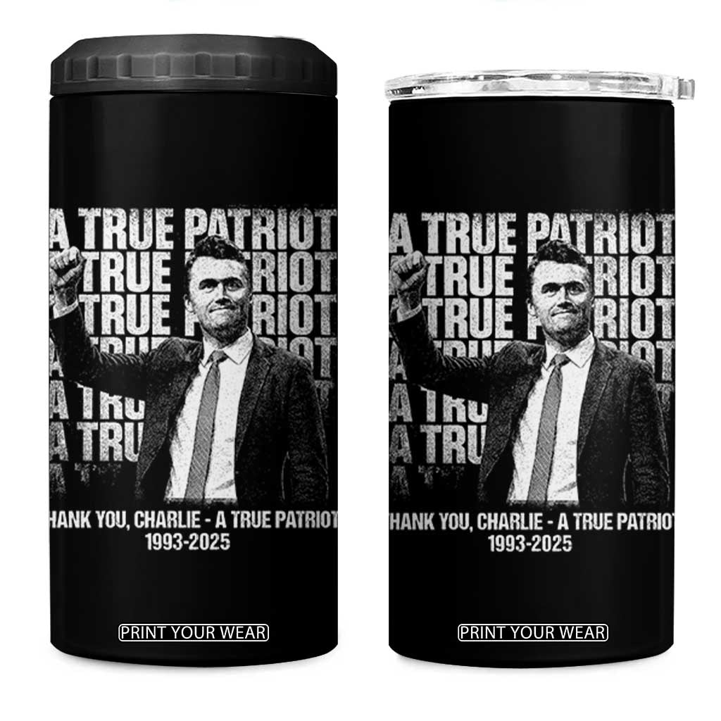 Charlie Kirk Freedom 4 in 1 Can Cooler Tumbler Vintage A True Patriot Patriotic American TS10 One Size: 16 oz Black Print Your Wear