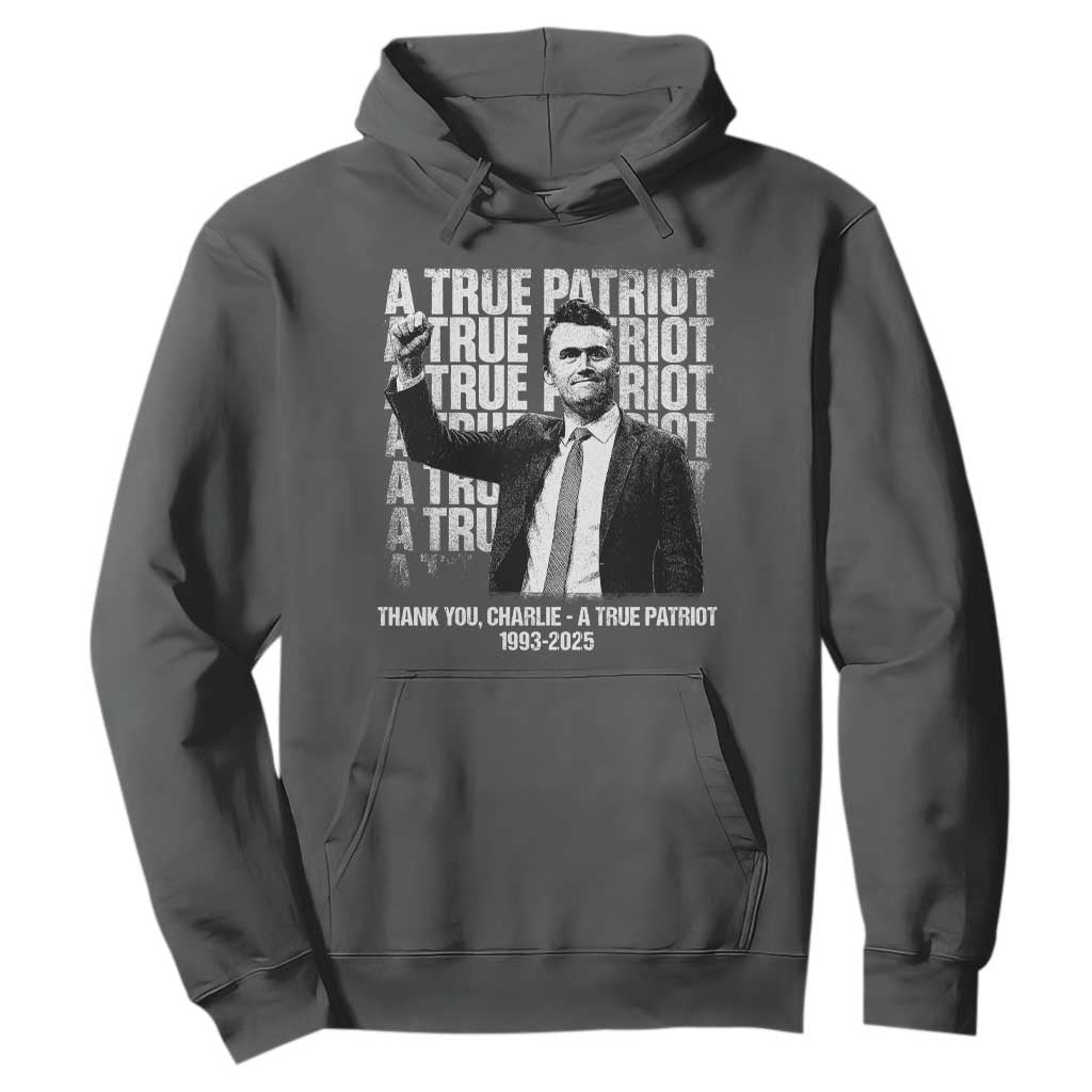 Charlie Kirk Freedom Hoodie Vintage A True Patriot Patriotic American TS10 Dark Heather Print Your Wear