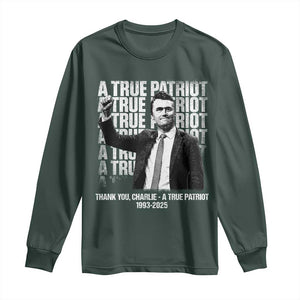 Charlie Kirk Freedom Long Sleeve Shirt Vintage A True Patriot Patriotic American TS10 Dark Forest Green Print Your Wear